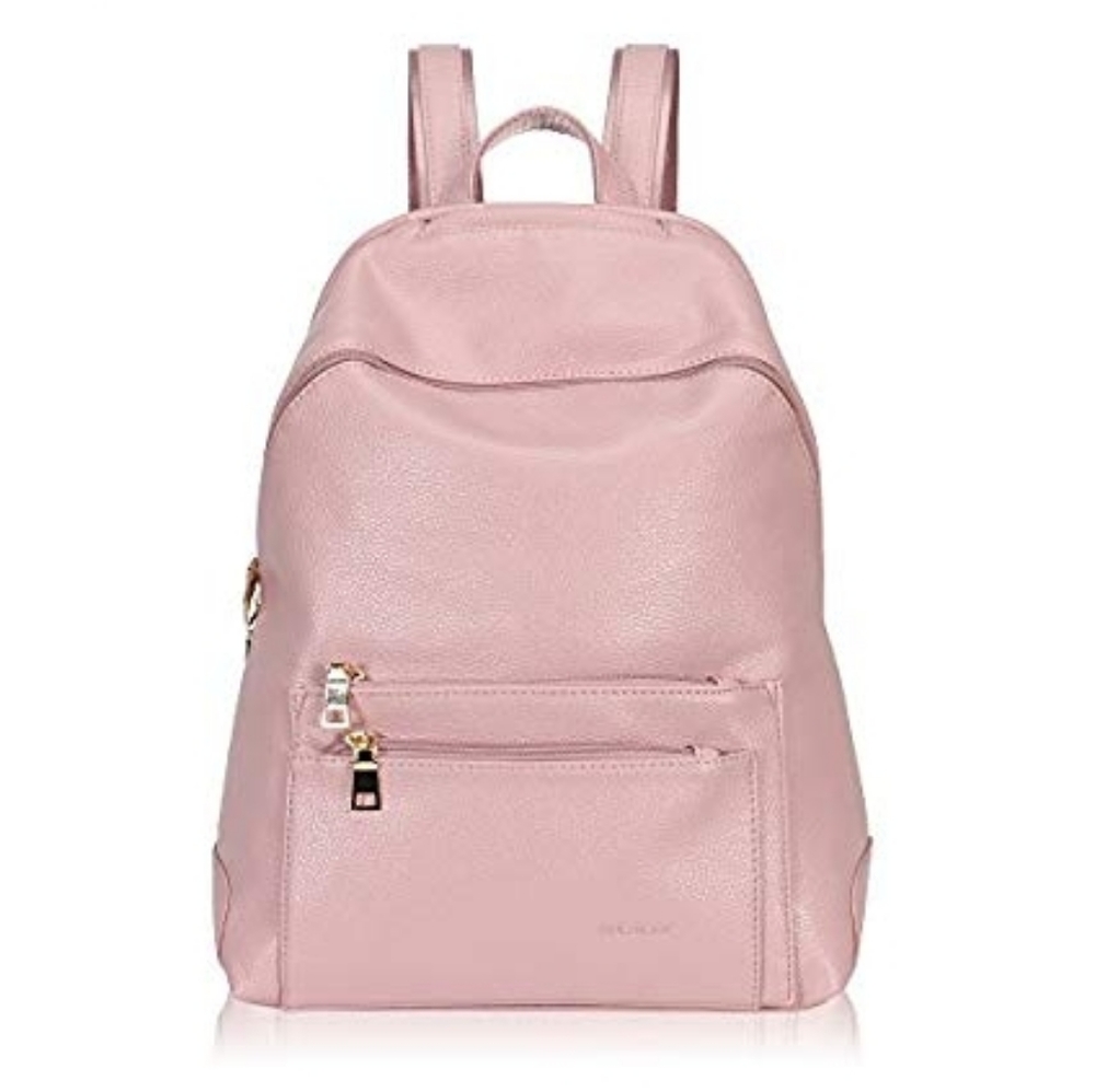 Pink leather backpack